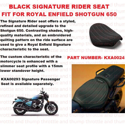 Black Signature Rider Seat fit for Royal Enfield Shotgun 650