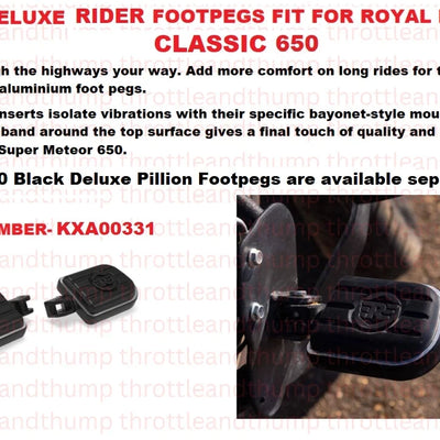 Black Deluxe Rider Footpegs fit for Royal Enfield Classic 650