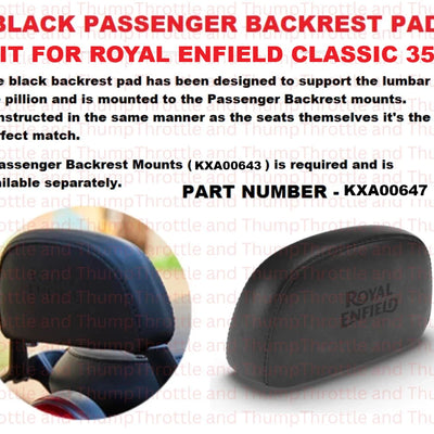 Black Passenger Backrest Pad fit for Royal Enfield Classic 350