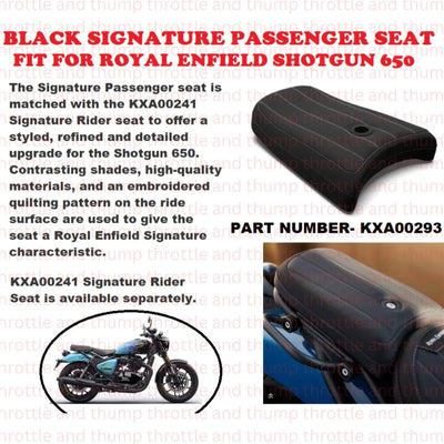 Black Signature Passenger Seat fit for Royal Enfield Shotgun 650