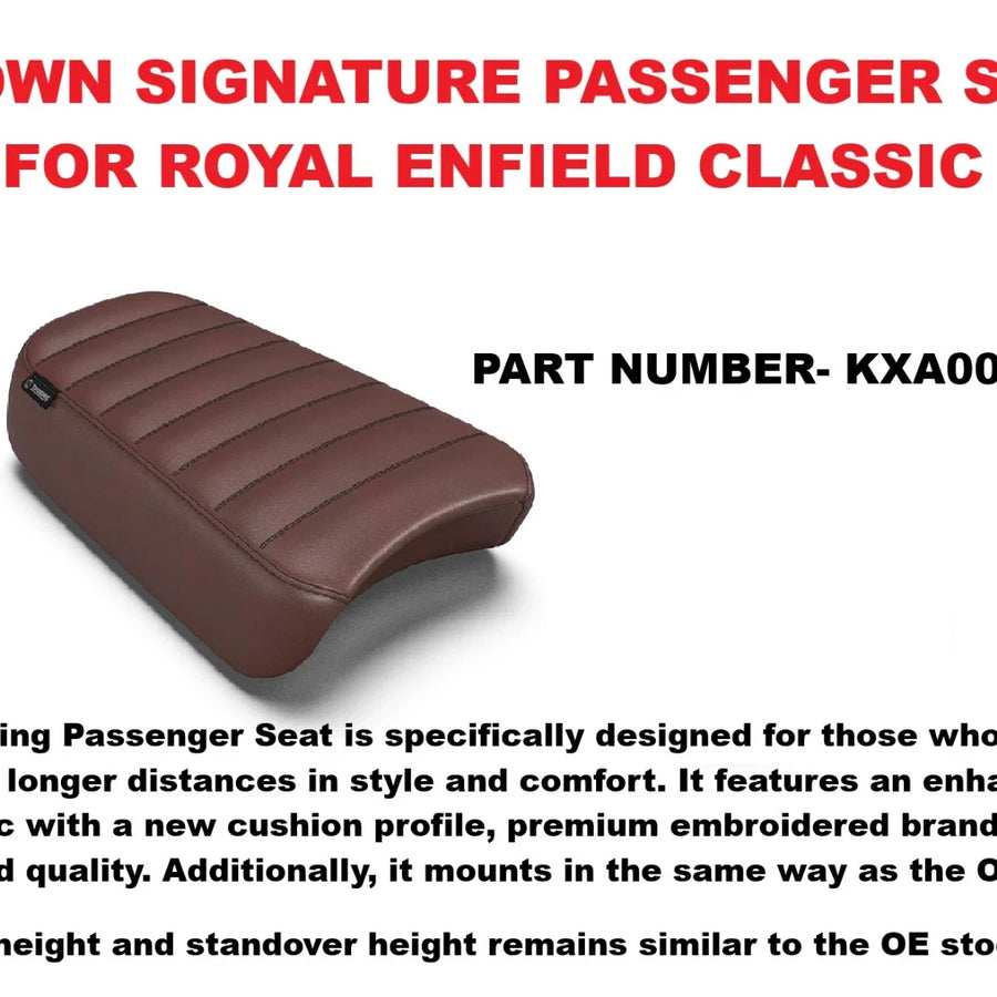 Brown Signature Passenger Seat fit for Royal Enfield Classic 650