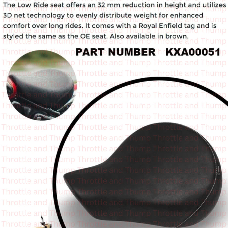 Black Low Ride Rider Seat fit for Royal Enfield Classic 350