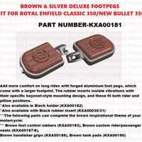 Brown And Silver Deluxe Footpegs fit for Royal Enfield Classic 350