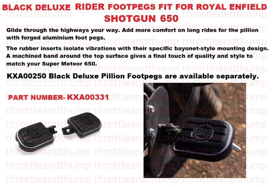 Black Deluxe Rider Footpegs fit for Royal Enfield Shotgun 650