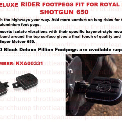 Black Deluxe Rider Footpegs fit for Royal Enfield Shotgun 650