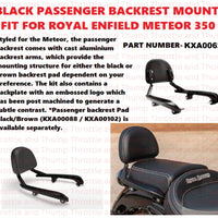 Black Passenger Backrest Mounts fit for Royal Enfield Meteor 350