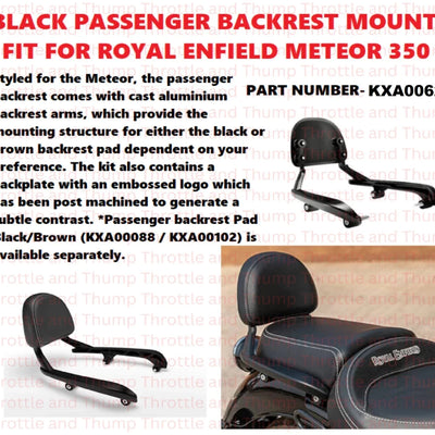 Black Passenger Backrest Mounts fit for Royal Enfield Meteor 350