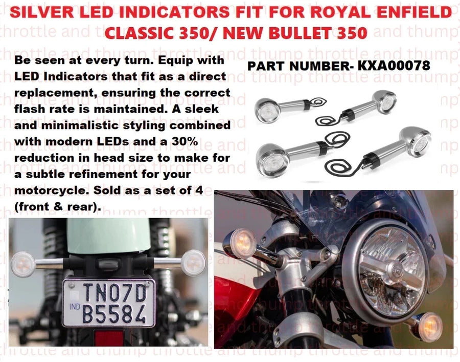 Silver LED Indicators fit for Royal Enfield Bullet 350