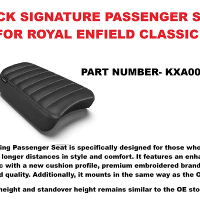 Black Signature Passenger Seat fit for Royal Enfield Classic 650