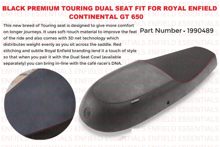Black Premium Touring Dual Seat fit for Royal Enfield Continental GT 650