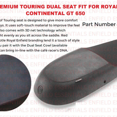 Black Premium Touring Dual Seat fit for Royal Enfield Continental GT 650