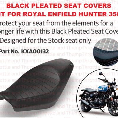 Black Pleated Seat Covers fit for Royal Enfield Hunter 350