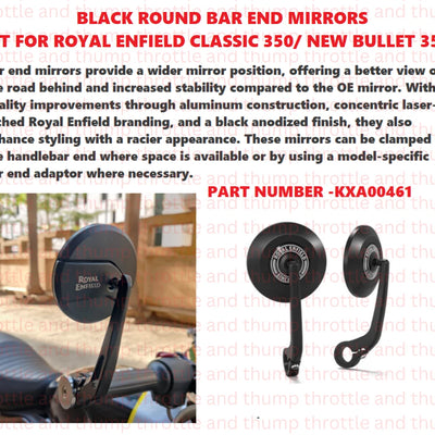 Black Round Bar End Mirrors fit for Royal Enfield Classic 350