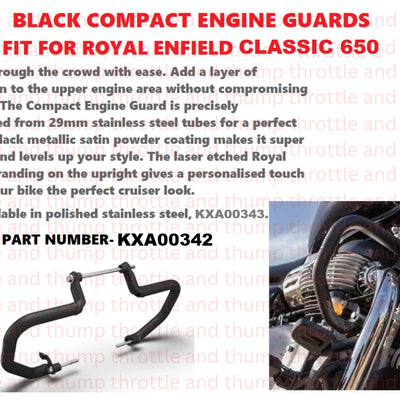 Black Compact Engine Guards fit for Royal Enfield Classic 650