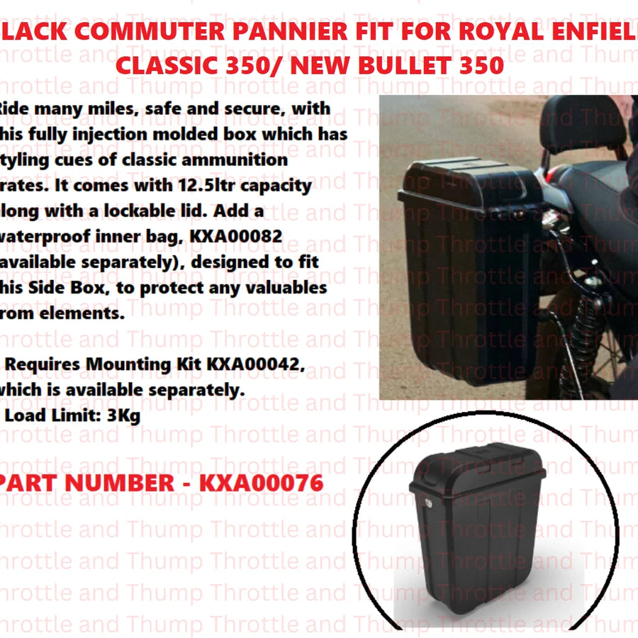 Black Commuter Pannier fit for Royal Enfield Classic 350