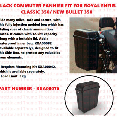 Black Commuter Pannier fit for Royal Enfield Classic 350