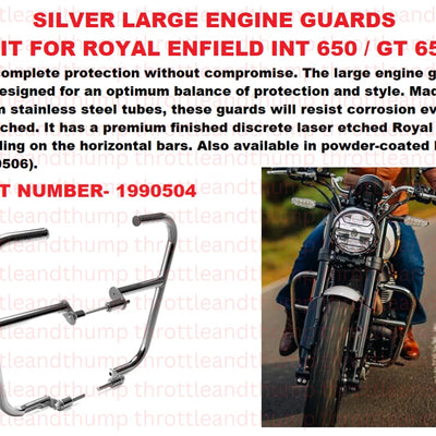 Silver Large Engine Guards fit for Royal Enfield Interceptor 650