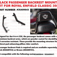 Black Passenger Backrest Mounts fit for Royal Enfield Classic 350