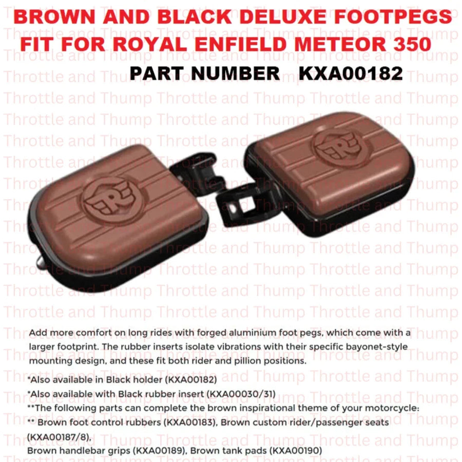 Brown And Black Deluxe Footpegs fit for Royal Enfield Meteor 350