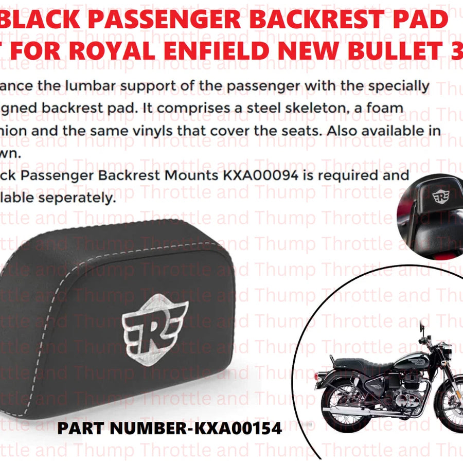 Black Passenger Backrest Pad fit for Royal Enfield Bullet 350