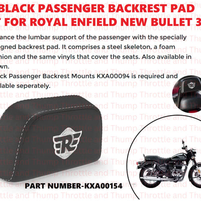 Black Passenger Backrest Pad fit for Royal Enfield Bullet 350
