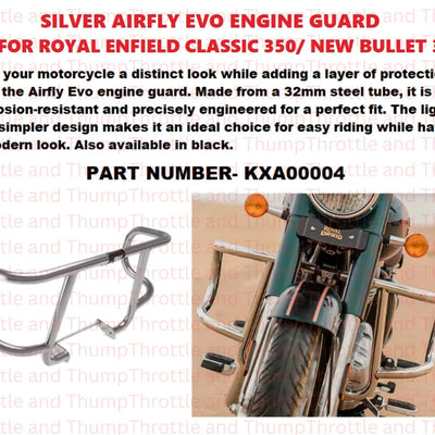 Silver Airfly Evo Engine Guard fit for Royal Enfield Bullet 350