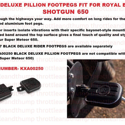Black Deluxe Pillion Footpegs fit for Royal Enfield Shotgun 650