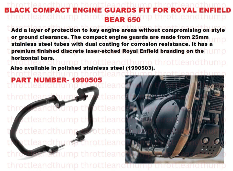 Black Compact Engine Guards fit for Royal Enfield Bear 650