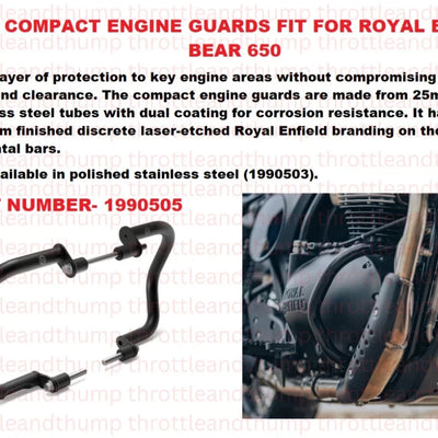 Black Compact Engine Guards fit for Royal Enfield Bear 650