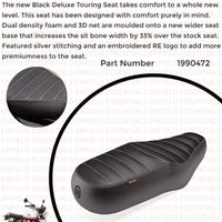 Black Deluxe Touring Dual Seat fit for Royal Enfield Interceptor 650