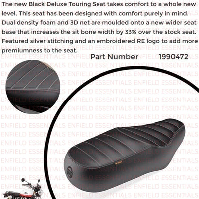 Black Deluxe Touring Dual Seat fit for Royal Enfield Interceptor 650