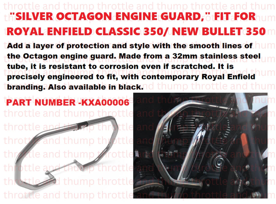 Silver Octagon Engine Guard fit for Royal Enfield Classic 350