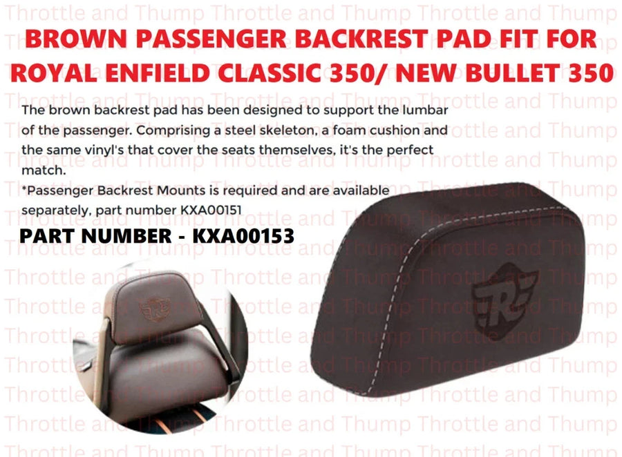 Brown Passenger Backrest Pad fit for Royal Enfield Classic 350
