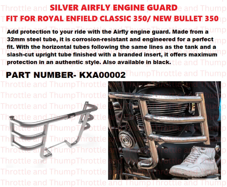 Silver Airfly Engine Guard fit for Royal Enfield Bullet 350