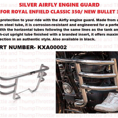Silver Airfly Engine Guard fit for Royal Enfield Bullet 350