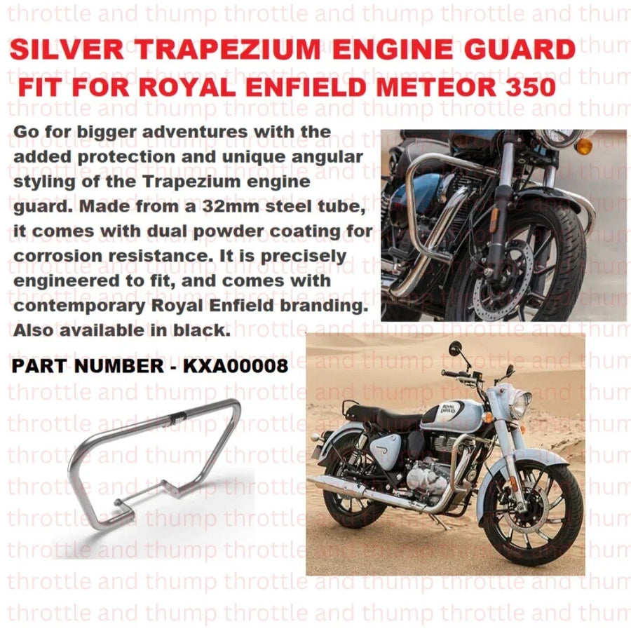 Silver Trapezium Engine Guard fit for Royal Enfield Meteor 350