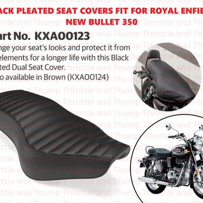 Black Pleated Seat Covers fit for Royal Enfield Bullet 350