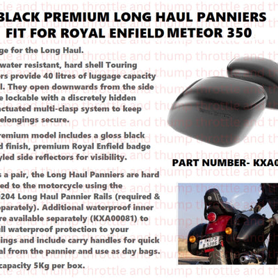 Black Premium Long Haul Panniers fit for Royal Enfield Meteor 350