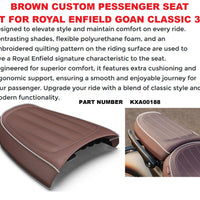 Brown Custom Passenger Seat fit for Royal Enfield Goan Classic 350