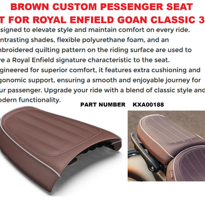 Brown Custom Passenger Seat fit for Royal Enfield Goan Classic 350