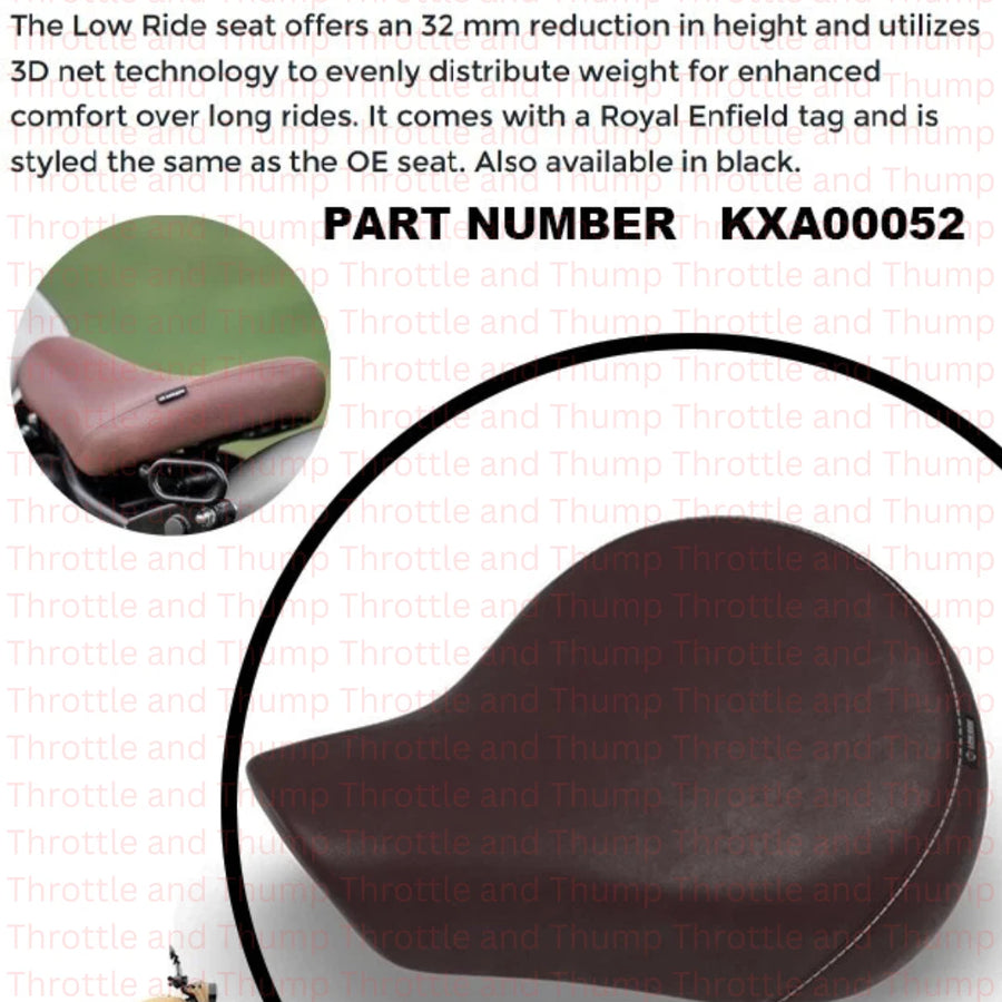 Brown Low Ride Rider Seat fit for Royal Enfield Classic 350