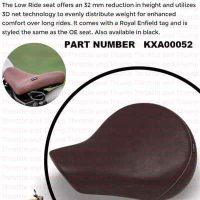 Brown Low Ride Rider Seat fit for Royal Enfield Classic 350