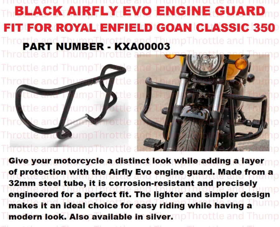 Black Airfly Evo Engine Guard fit for Royal Enfield Goan Classic 350