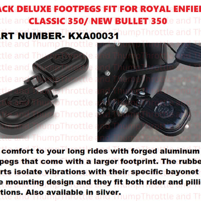 Black Deluxe Footpegs fit for Royal Enfield Classic 350