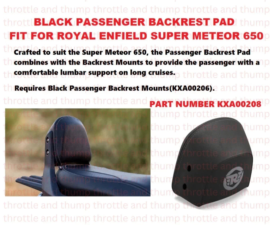 Black Passenger Backrest Pad fit for Royal Enfield Super Meteor 650