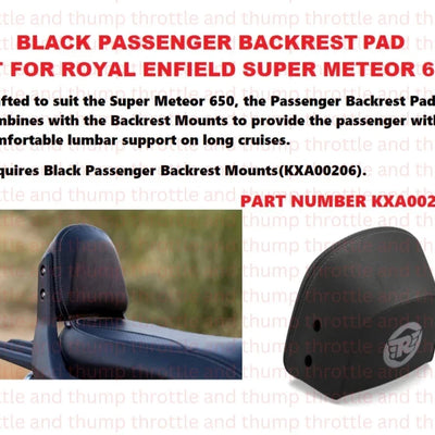Black Passenger Backrest Pad fit for Royal Enfield Super Meteor 650