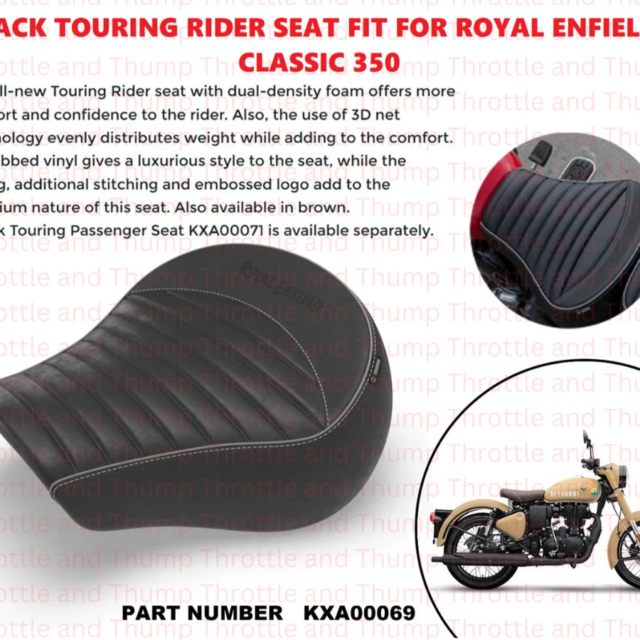 Black Touring Rider Seat fit for Royal Enfield Classic 350